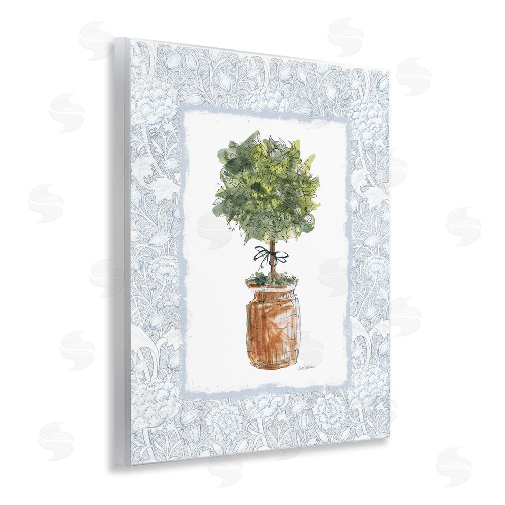 Carol Robinson Potted Topiary with Ribbon Wooden Wall Plaque Art Print