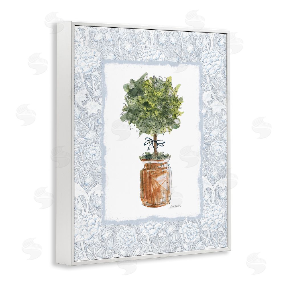 Carol Robinson Potted Topiary with Ribbon White Framed Giclee Wall Art Print