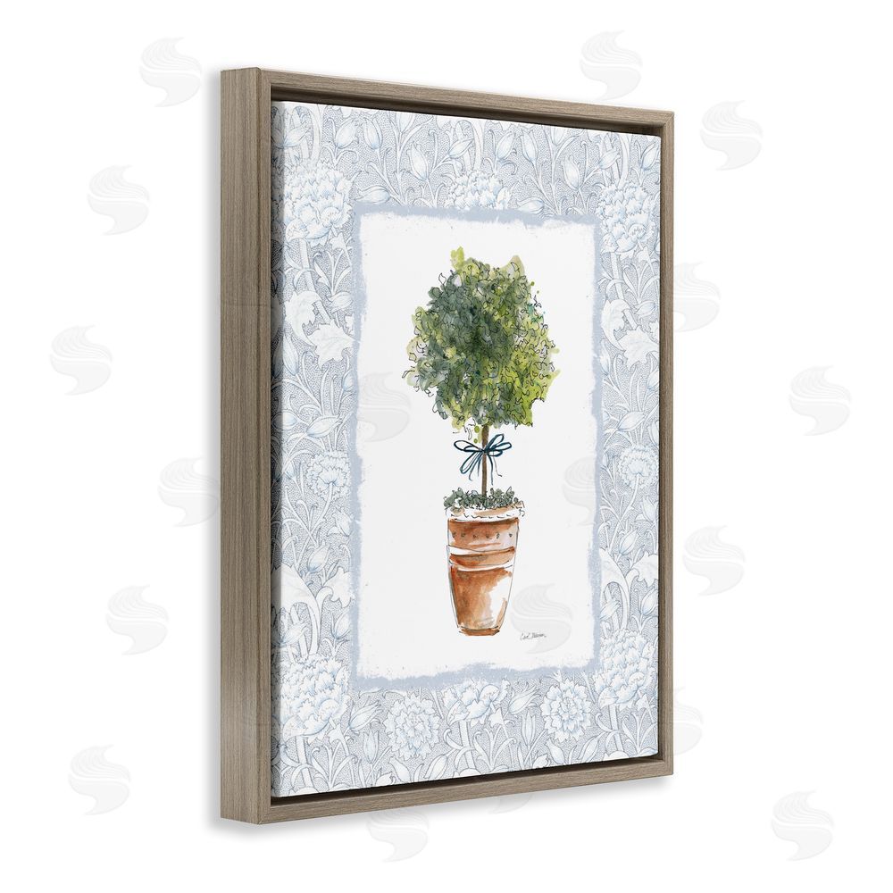 Carol Robinson Potted Topiary in Terracotta Brown Floating Frame Canvas Wall Art Print