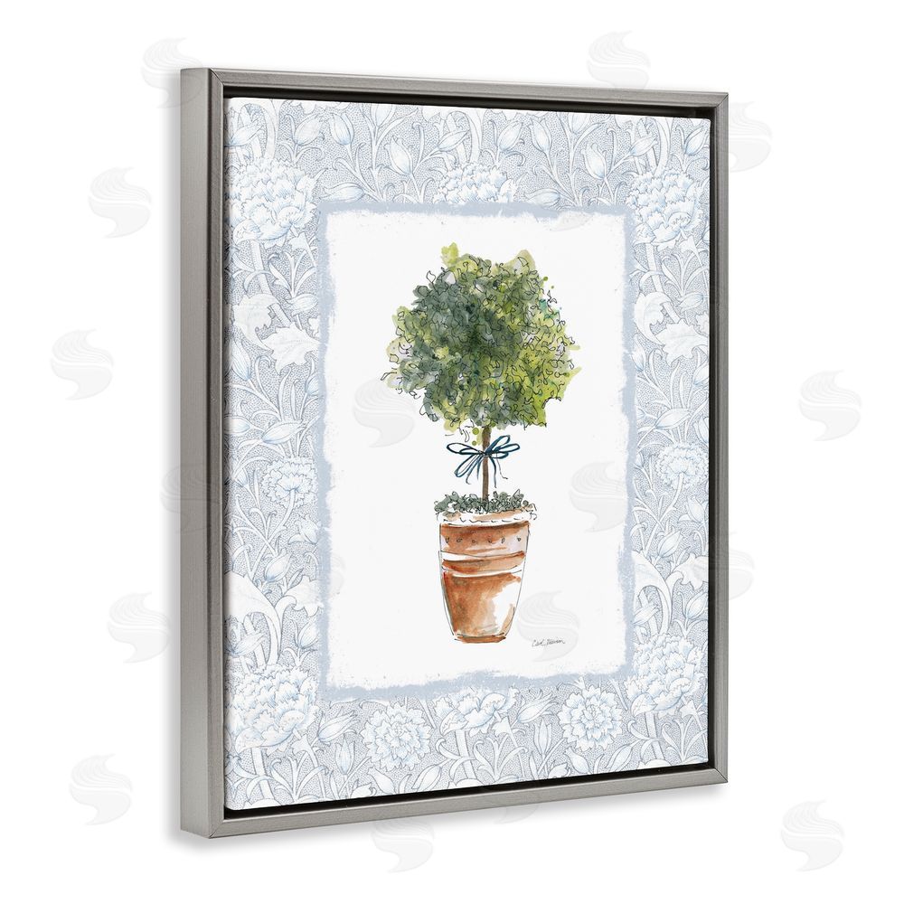 Carol Robinson Potted Topiary in Terracotta Gray Floating Frame Canvas Wall Art Print