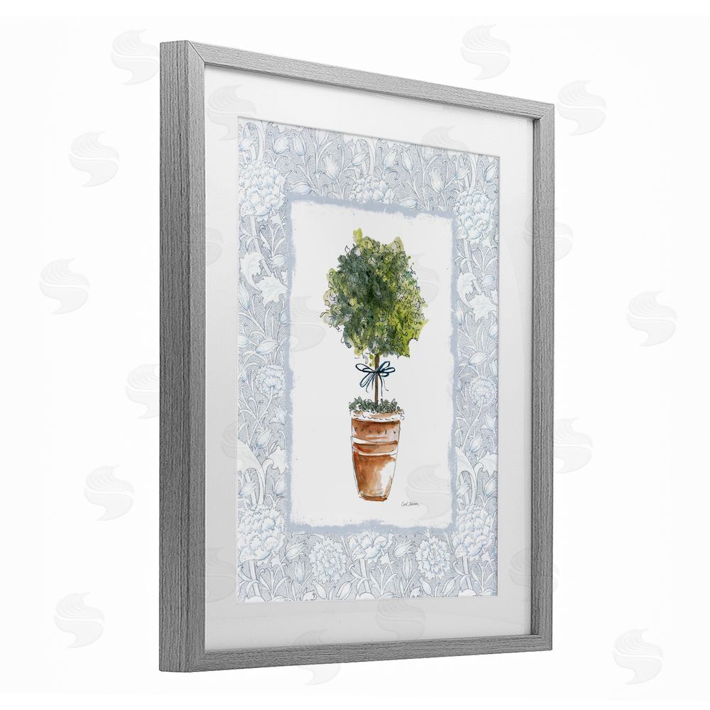 Carol Robinson Potted Topiary in Terracotta Gray Framed Print Under Glass Wall Art
