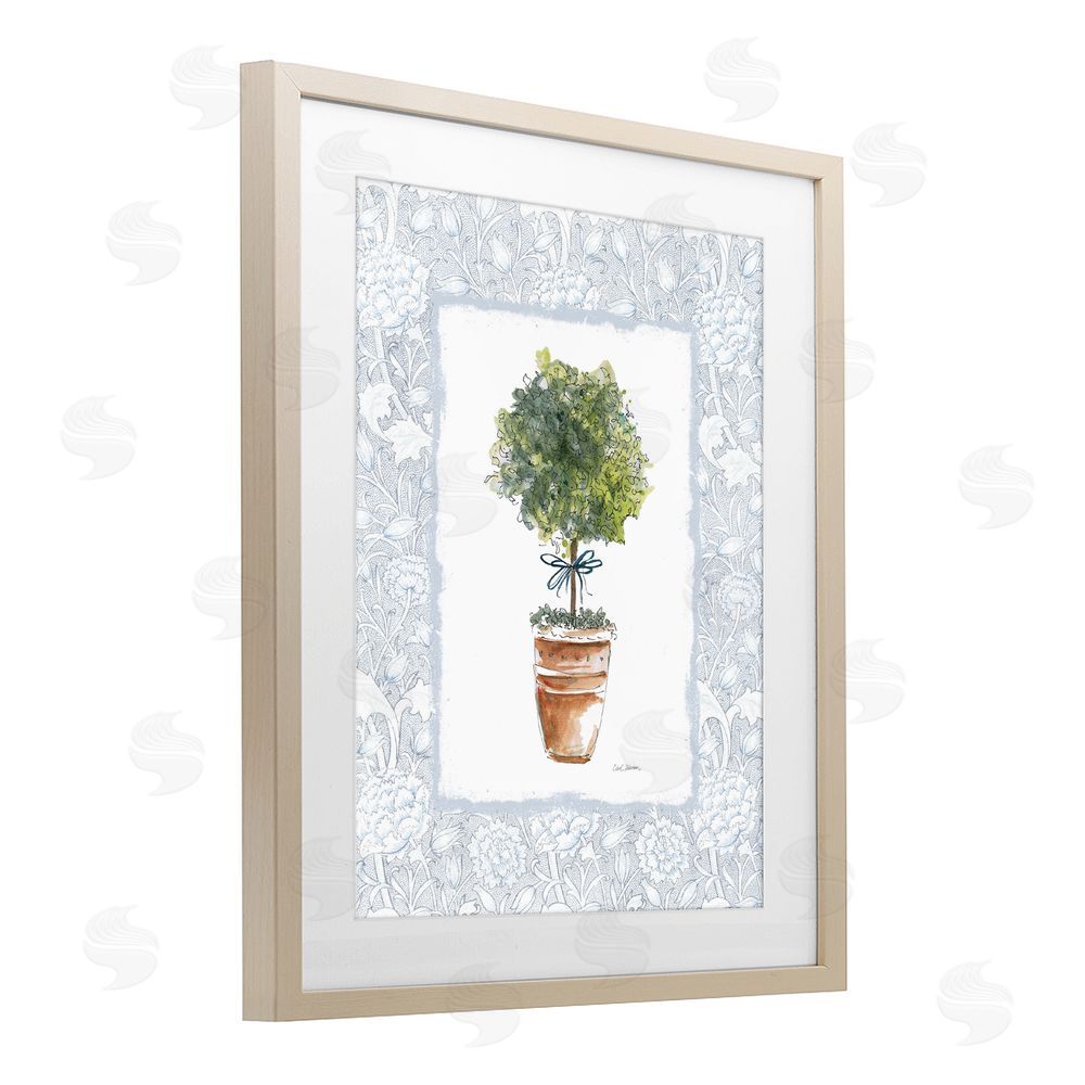 Carol Robinson Potted Topiary in Terracotta Brown Framed Print Under Glass Wall Art