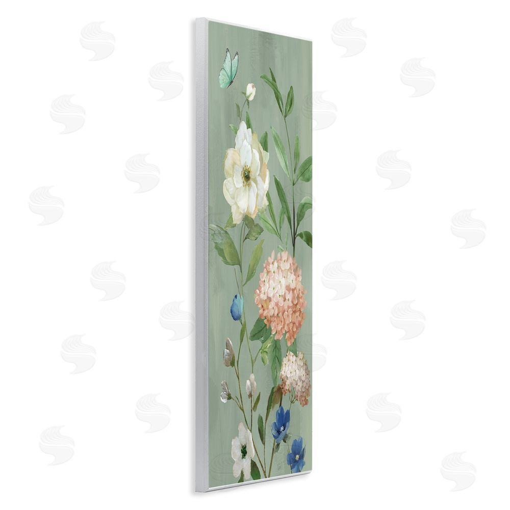 Nan Mint Floral Cluster & Butterfly Wooden Wall Plaque Art Print