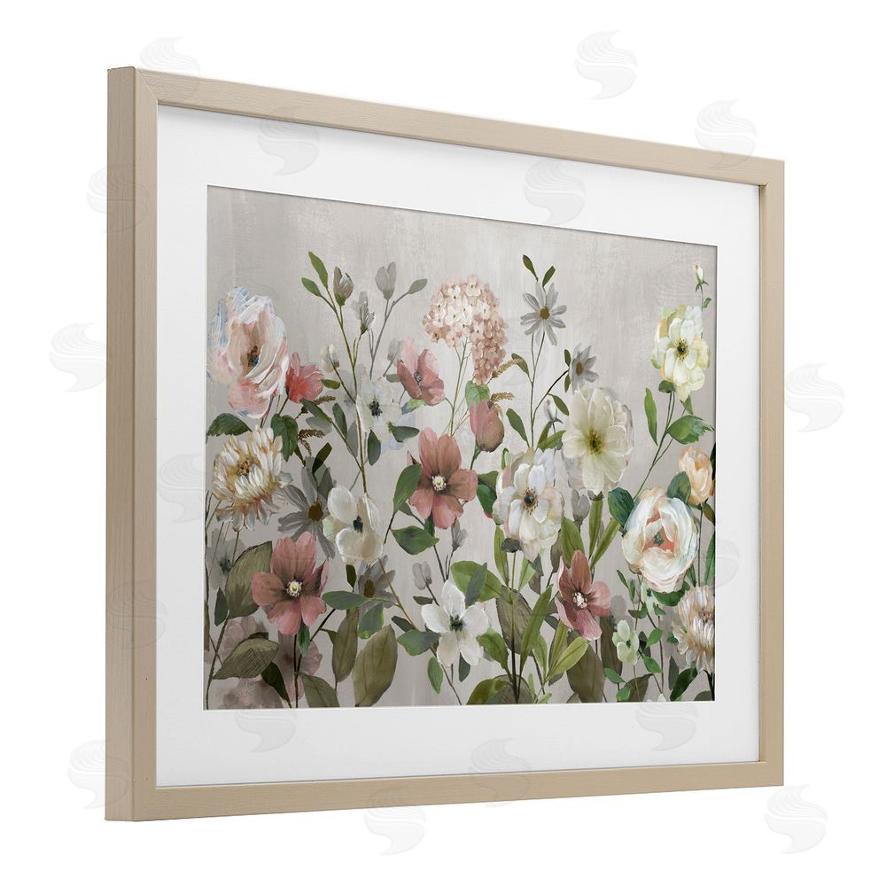 Nan Garden Meadow Arrangement Brown Framed Print Under Glass Wall Art