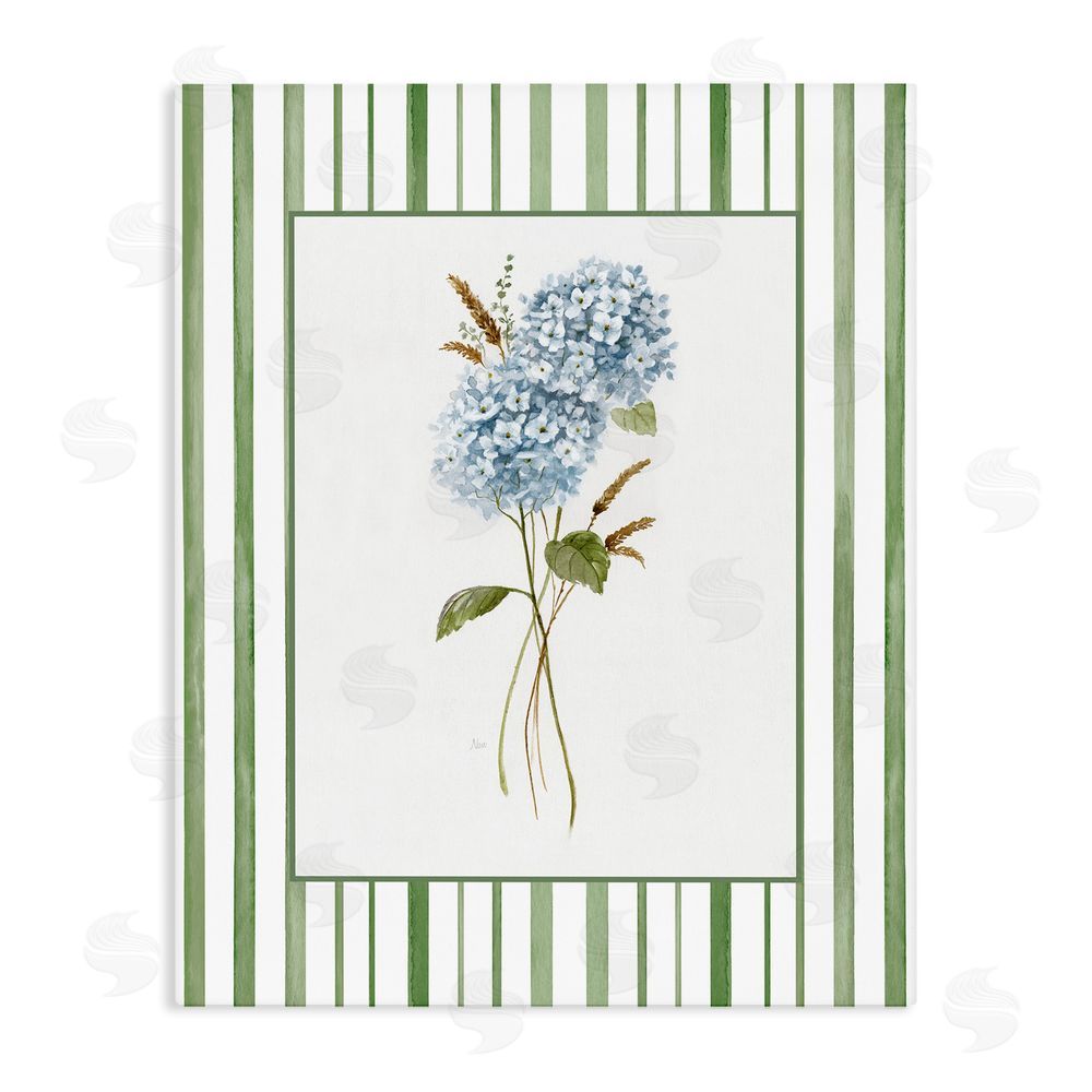 Nan Blue Hydrangea & Dried Wheat Stretched Canvas Wall Art Print