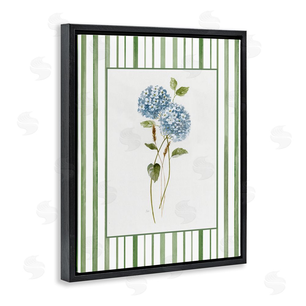 Nan Delicate Hydrangea & Dried Wheat Black Floating Frame Canvas Wall Art Print