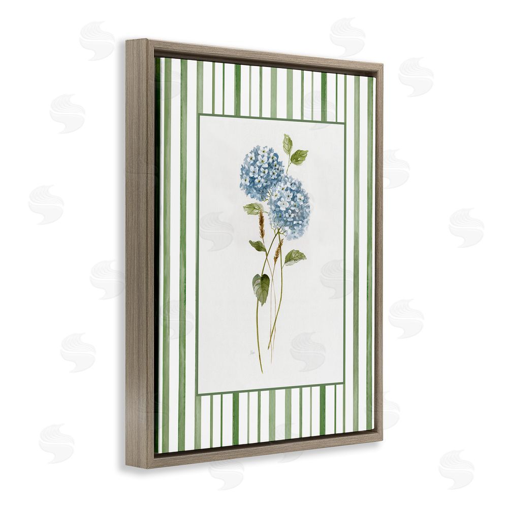 Nan Delicate Hydrangea & Dried Wheat Brown Floating Frame Canvas Wall Art Print