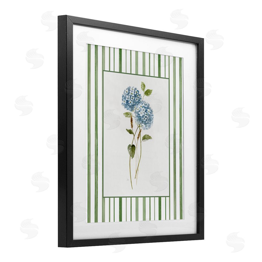 Nan Delicate Hydrangea & Dried Wheat Black Framed Print Under Glass Wall Art