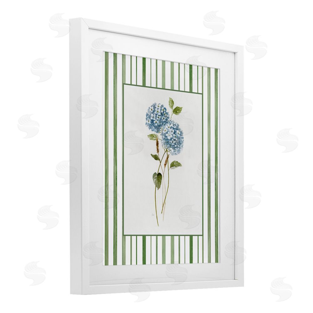 Nan Delicate Hydrangea & Dried Wheat White Framed Print Under Glass Wall Art