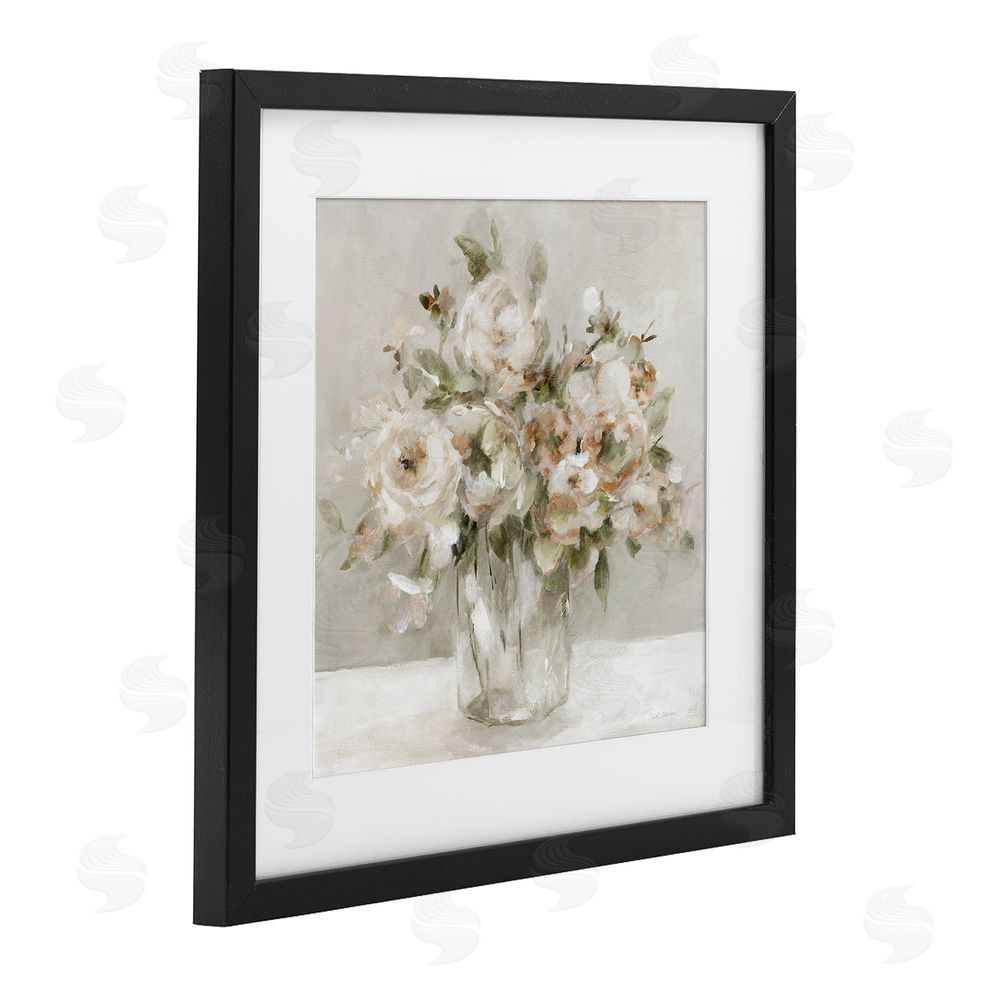 Carol Robinson Soft Neutral Floral Still Life Black Framed Print Under Glass Wall Art