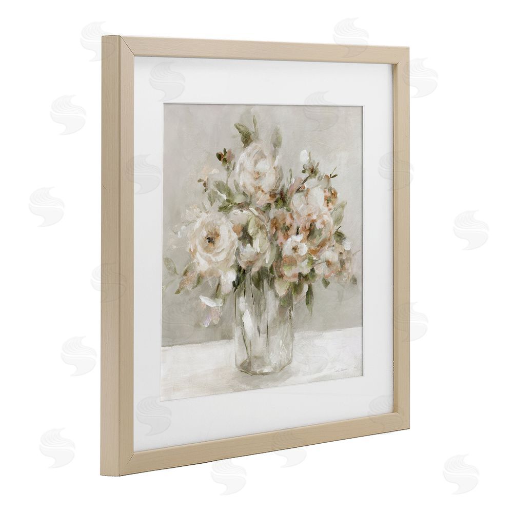 Carol Robinson Soft Neutral Floral Still Life Brown Framed Print Under Glass Wall Art