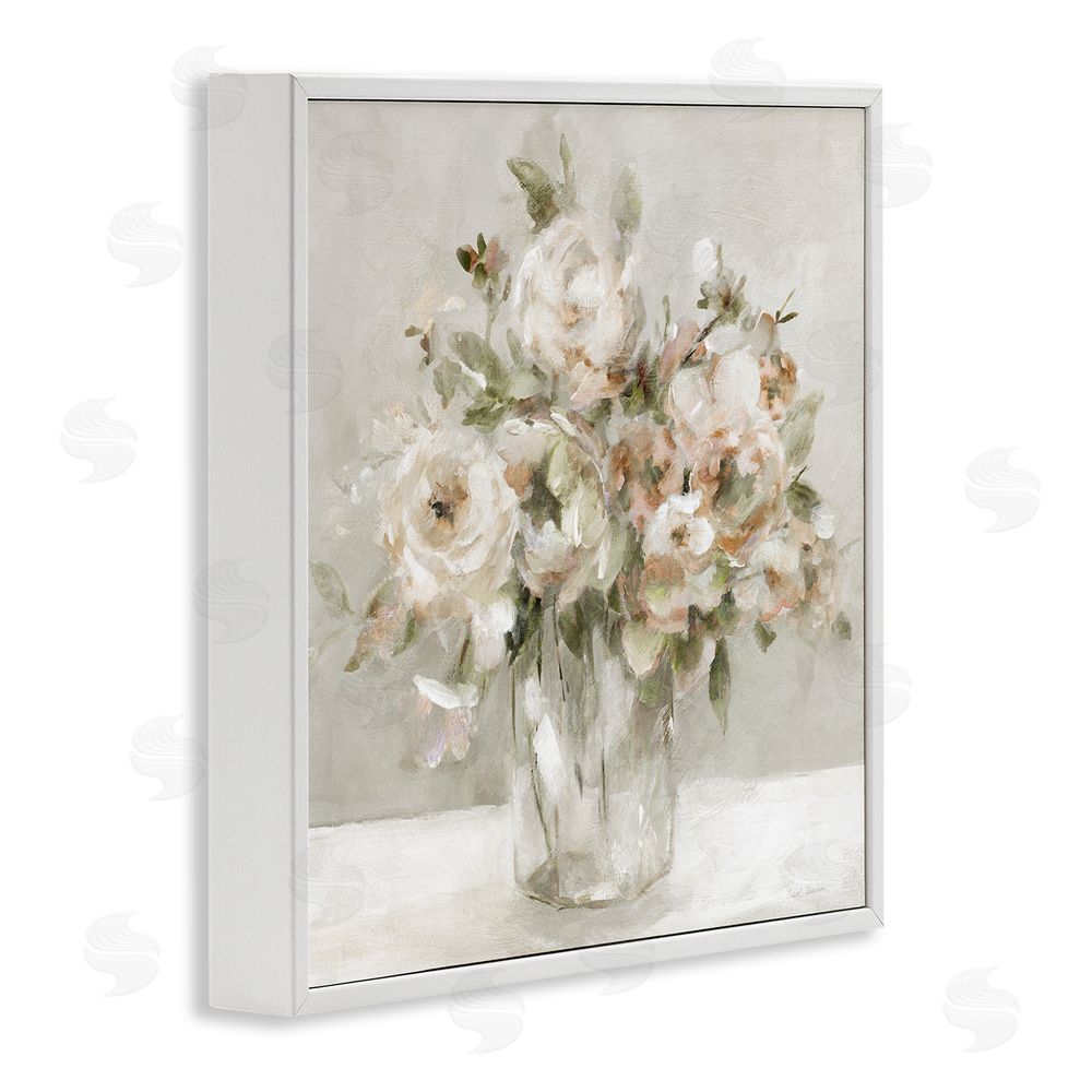 Carol Robinson Soft Neutral Floral Still Life White Framed Giclee Wall Art Print