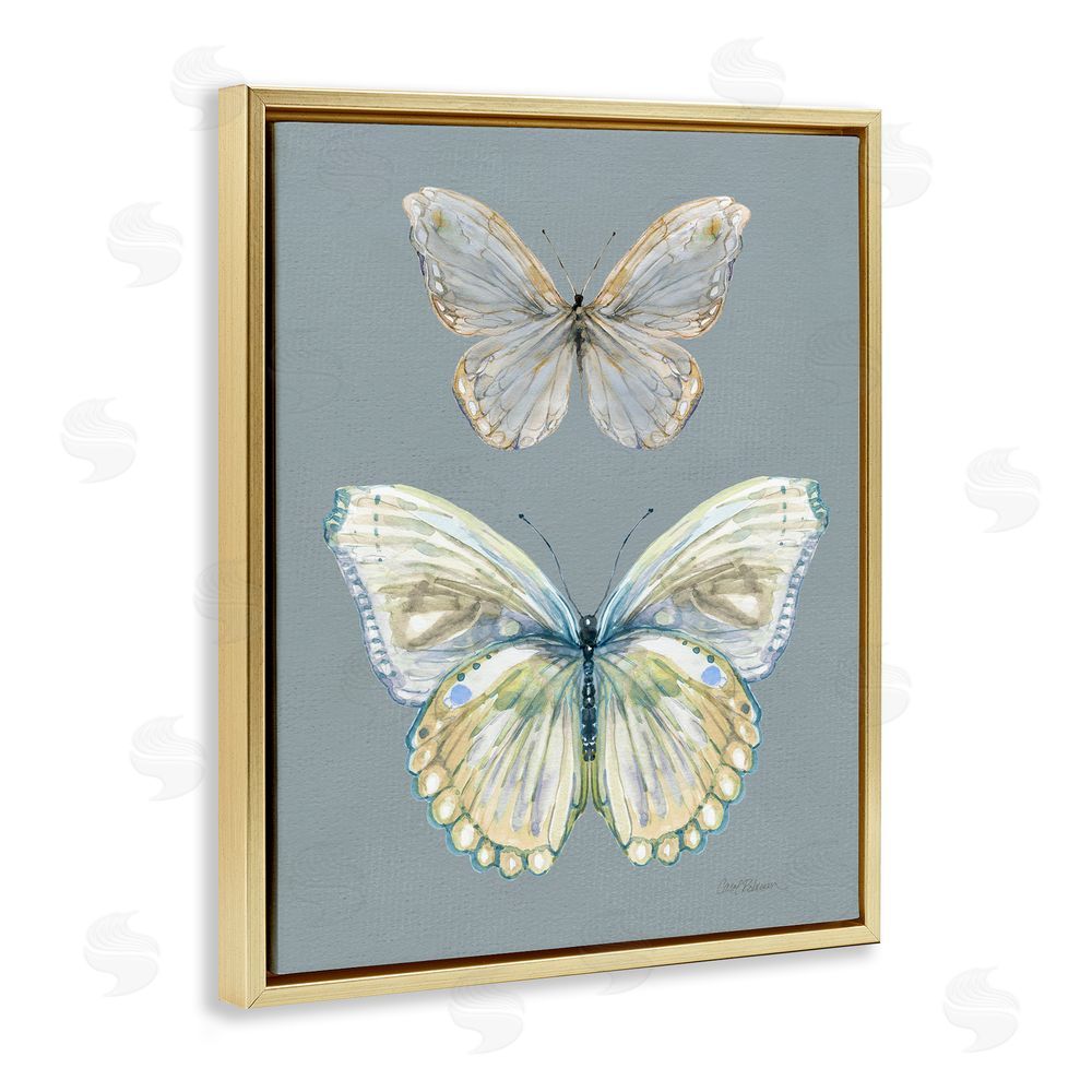 Carol Robinson Butterfly Pair Study Gold Floating Frame Canvas Wall Art Print