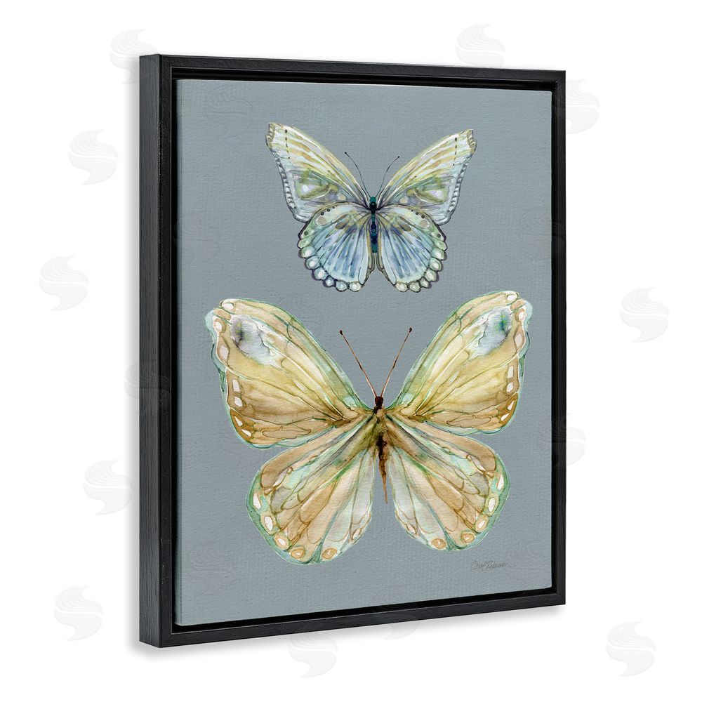 Carol Robinson Delicate Butterflies on Slate Black Floating Frame Canvas Wall Art Print