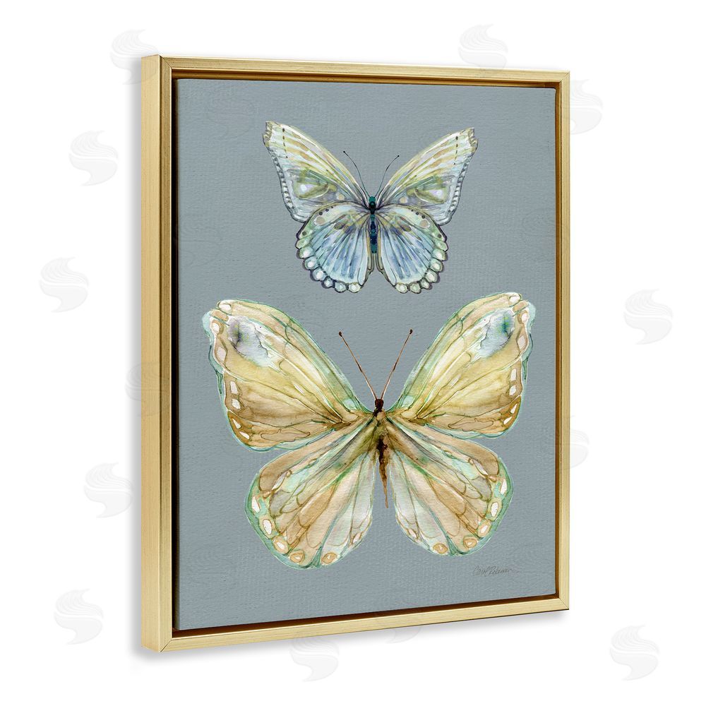 Carol Robinson Delicate Butterflies on Slate Gold Floating Frame Canvas Wall Art Print
