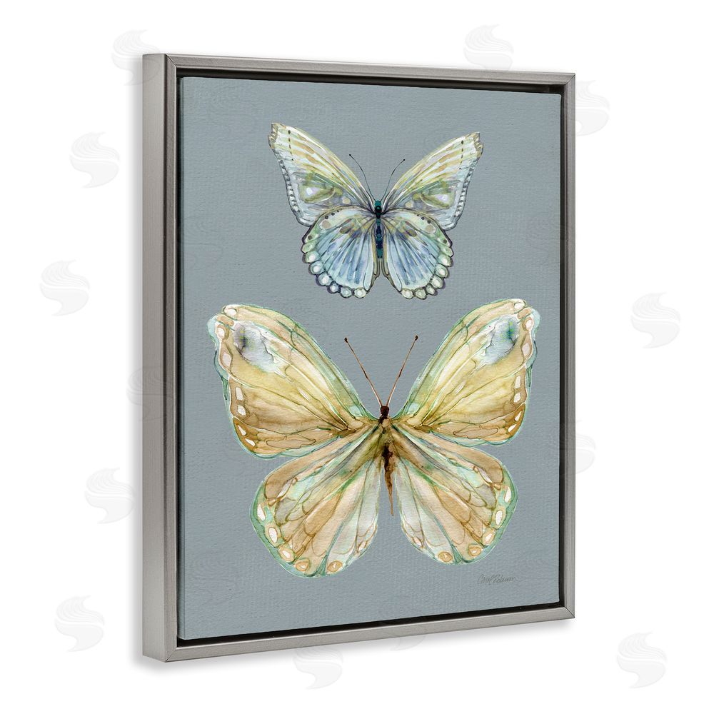 Carol Robinson Delicate Butterflies on Slate Gray Floating Frame Canvas Wall Art Print