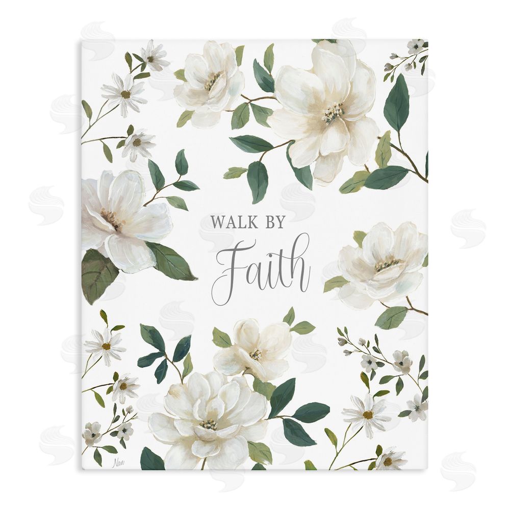 Nan Floral Walk By Faith Stretched Canvas Wall Art Print