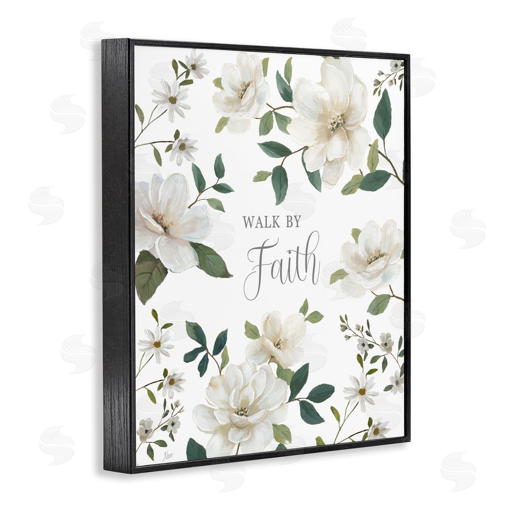 Nan Floral Walk By Faith Black Framed Giclee Wall Art Print