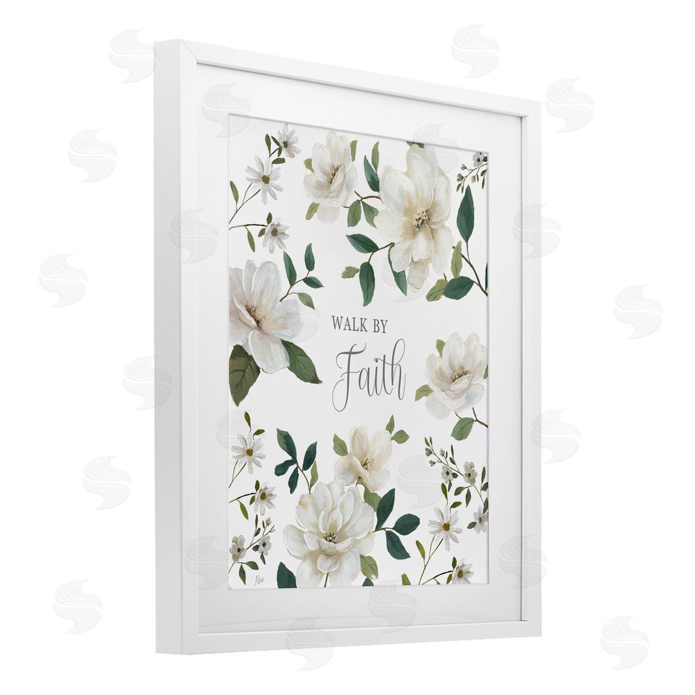 Nan Floral Walk By Faith White Framed Print Under Glass Wall Art