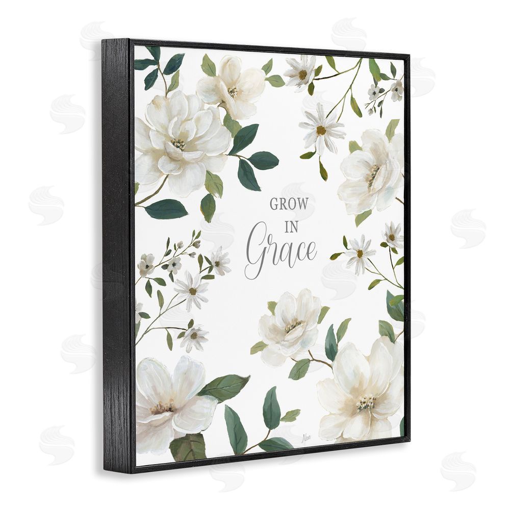 Nan Floral Grow In Grace Black Framed Giclee Wall Art Print