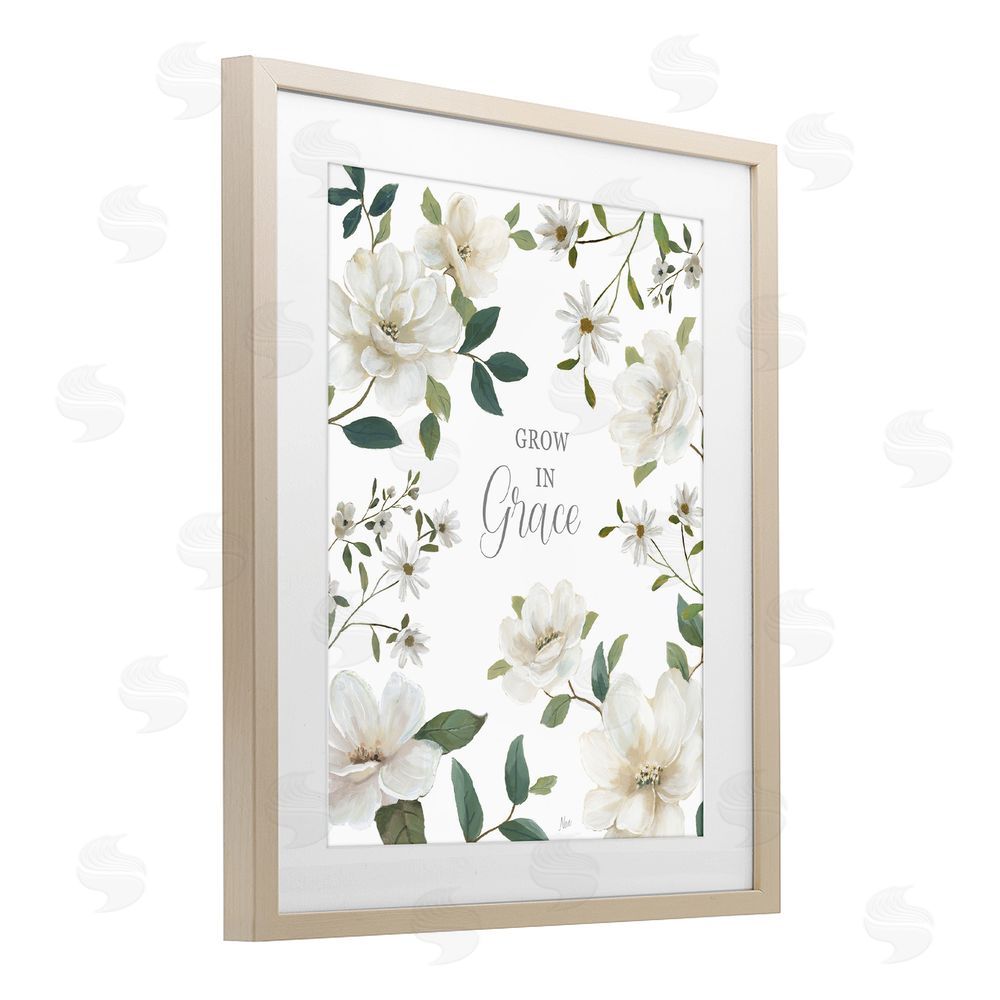 Nan Floral Grow In Grace Brown Framed Print Under Glass Wall Art