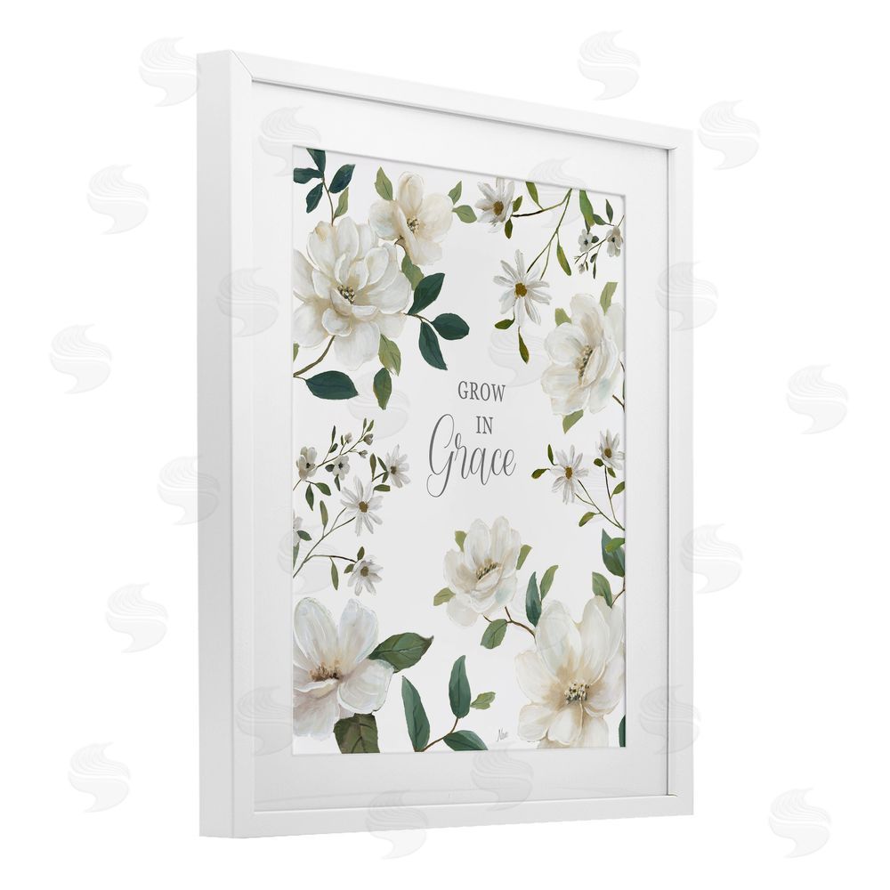 Nan Floral Grow In Grace White Framed Print Under Glass Wall Art