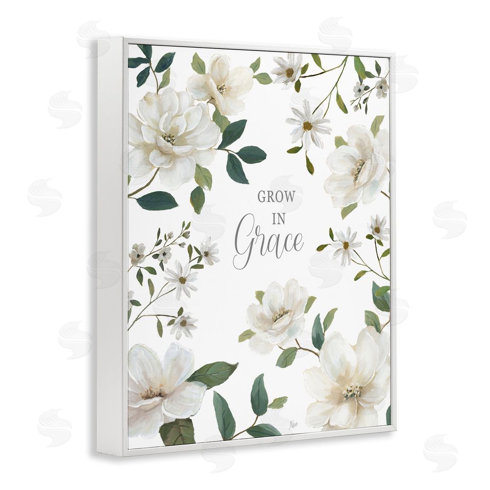 Nan Floral Grow In Grace White Framed Giclee Wall Art Print