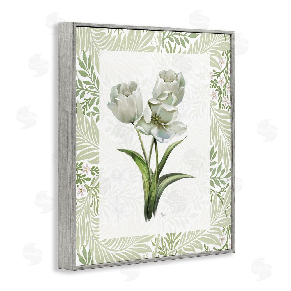 Nan Fresh Spring Tulip Bouquet Gray Framed Giclee Wall Art Print