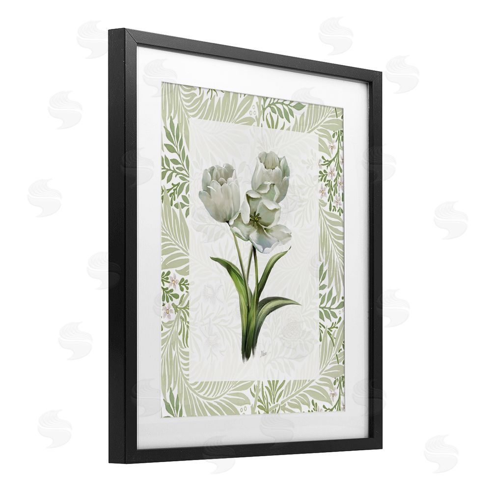 Nan Fresh Spring Tulip Bouquet Black Framed Print Under Glass Wall Art