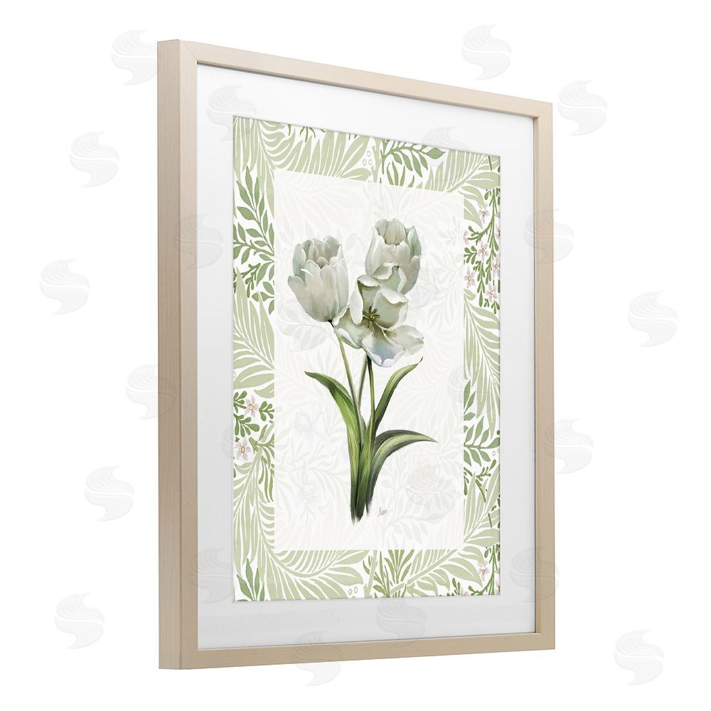 Nan Fresh Spring Tulip Bouquet Brown Framed Print Under Glass Wall Art