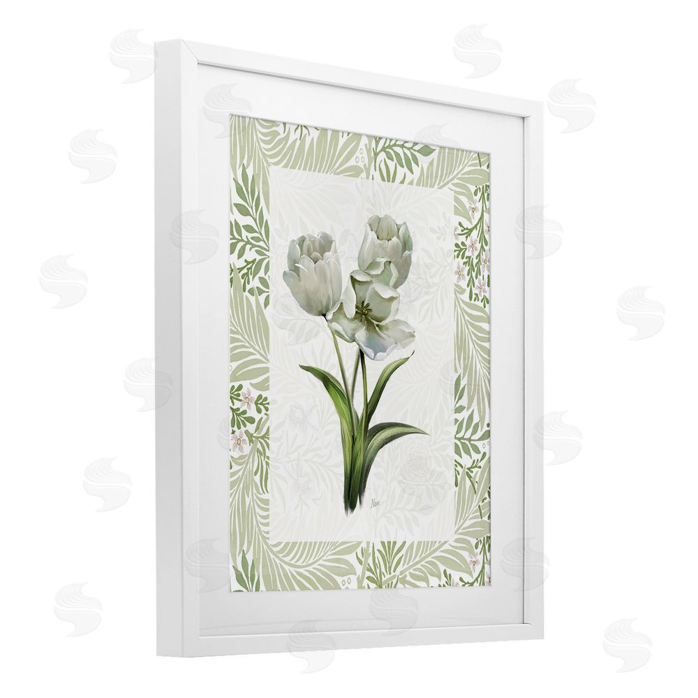 Nan Fresh Spring Tulip Bouquet White Framed Print Under Glass Wall Art
