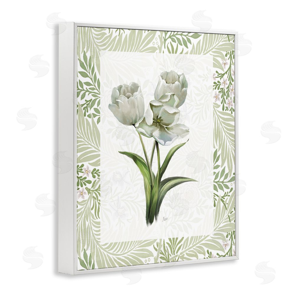 Nan Fresh Spring Tulip Bouquet White Framed Giclee Wall Art Print