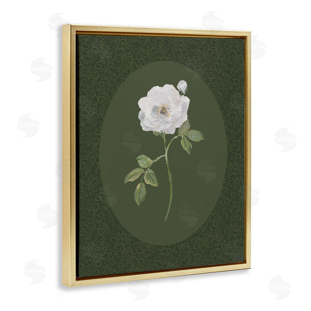 Sally Swatland Emerald & White Oval Rose Gold Floating Frame Canvas Wall Art Print