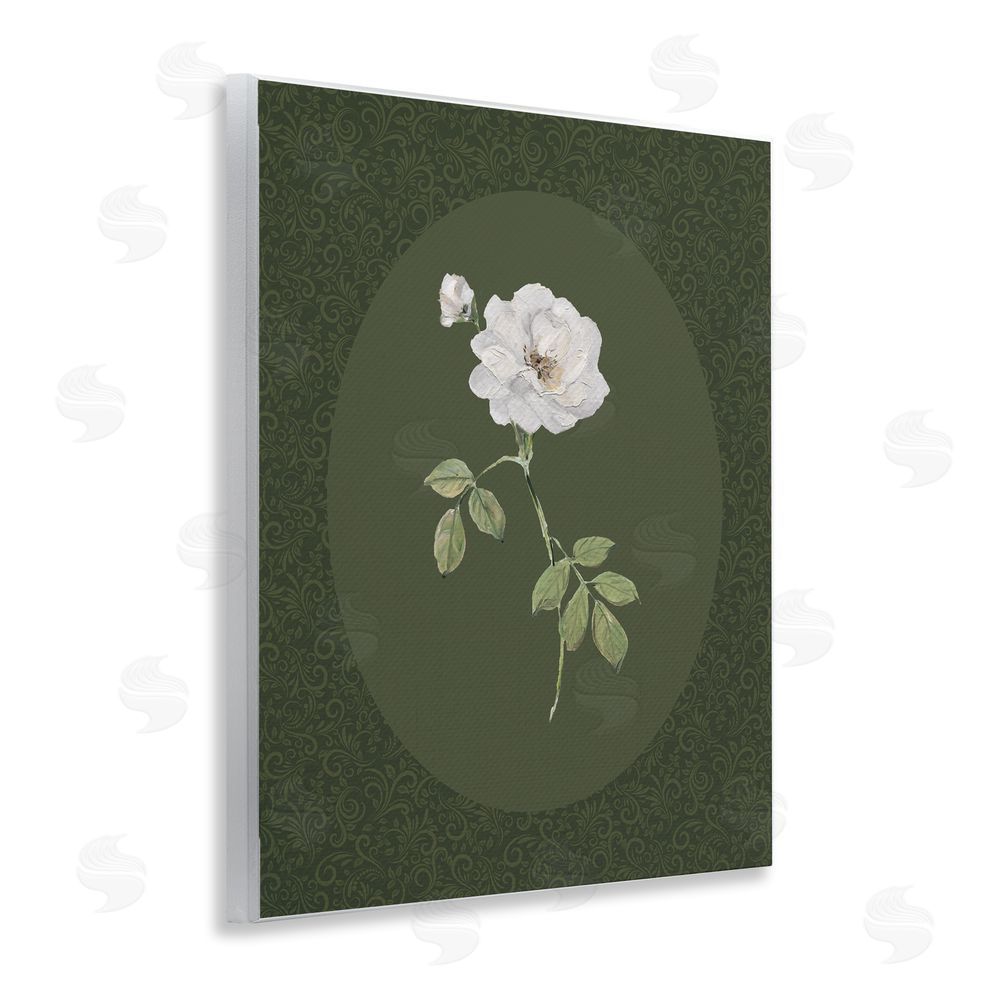 Sally Swatland White Rose on Emerald Wooden Wall Plaque Art Print