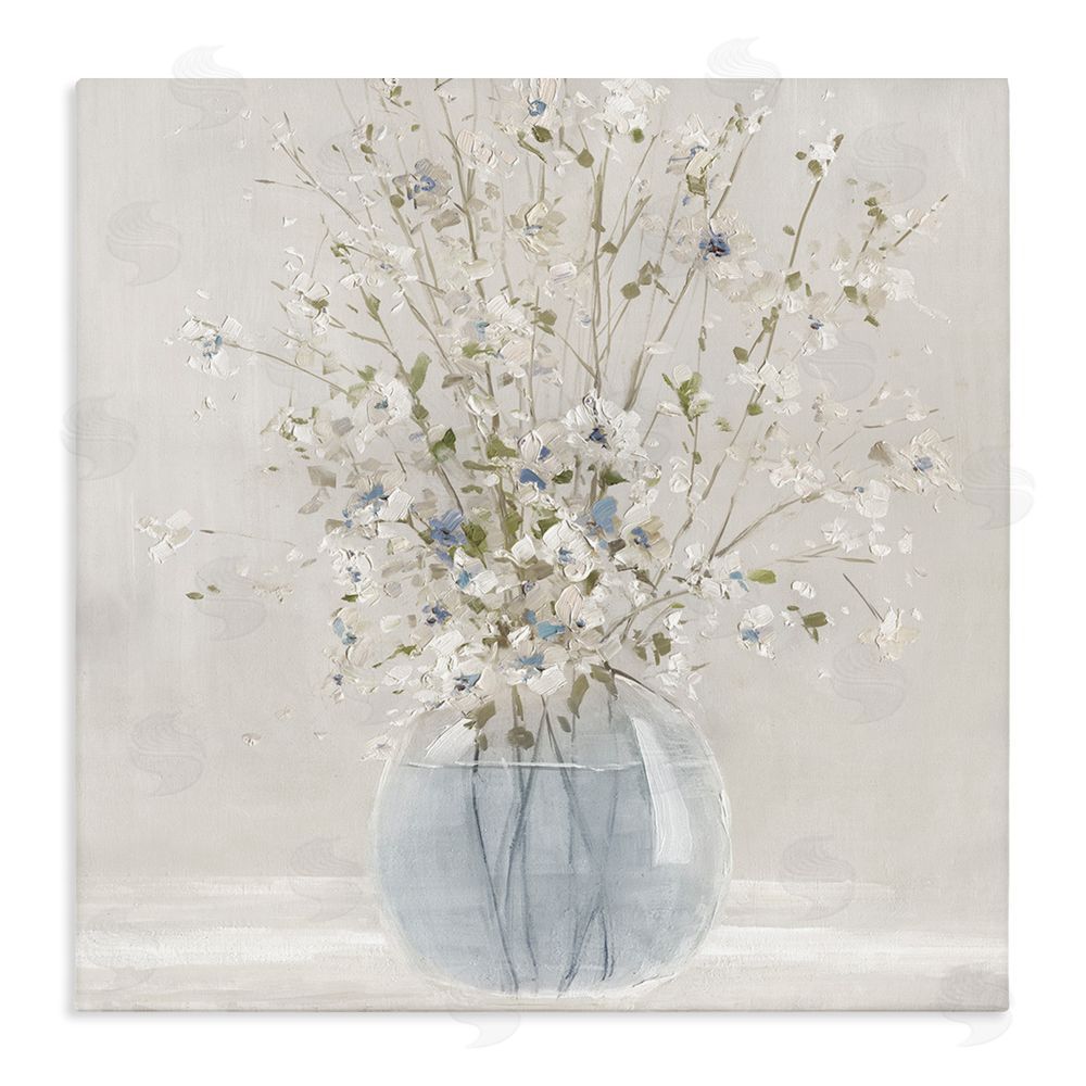 Carol Robinson Serene Glass Vase Bouquet Stretched Canvas Wall Art Print