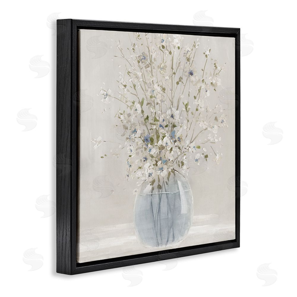 Carol Robinson Serene Glass Vase Bouquet Black Floating Frame Canvas Wall Art Print