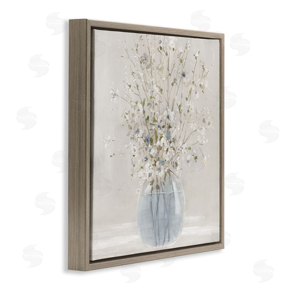 Carol Robinson Serene Glass Vase Bouquet Brown Floating Frame Canvas Wall Art Print