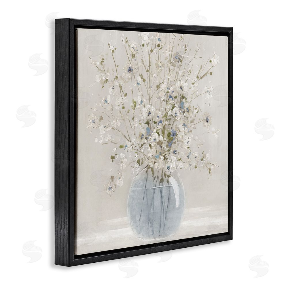 Carol Robinson Subtle Glass Vase Bouquet Black Floating Frame Canvas Wall Art Print