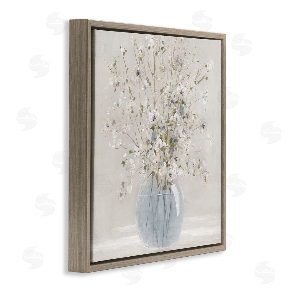 Carol Robinson Subtle Glass Vase Bouquet Brown Floating Frame Canvas Wall Art Print