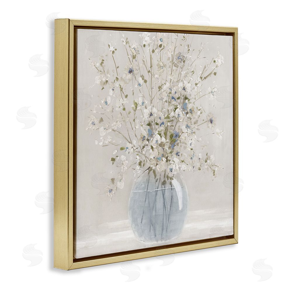 Carol Robinson Subtle Glass Vase Bouquet Gold Floating Frame Canvas Wall Art Print