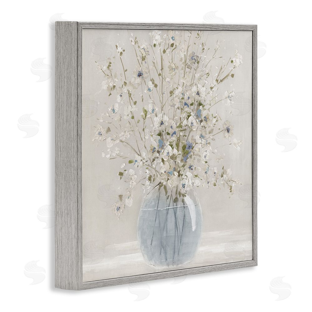 Carol Robinson Subtle Glass Vase Bouquet Gray Framed Giclee Wall Art Print