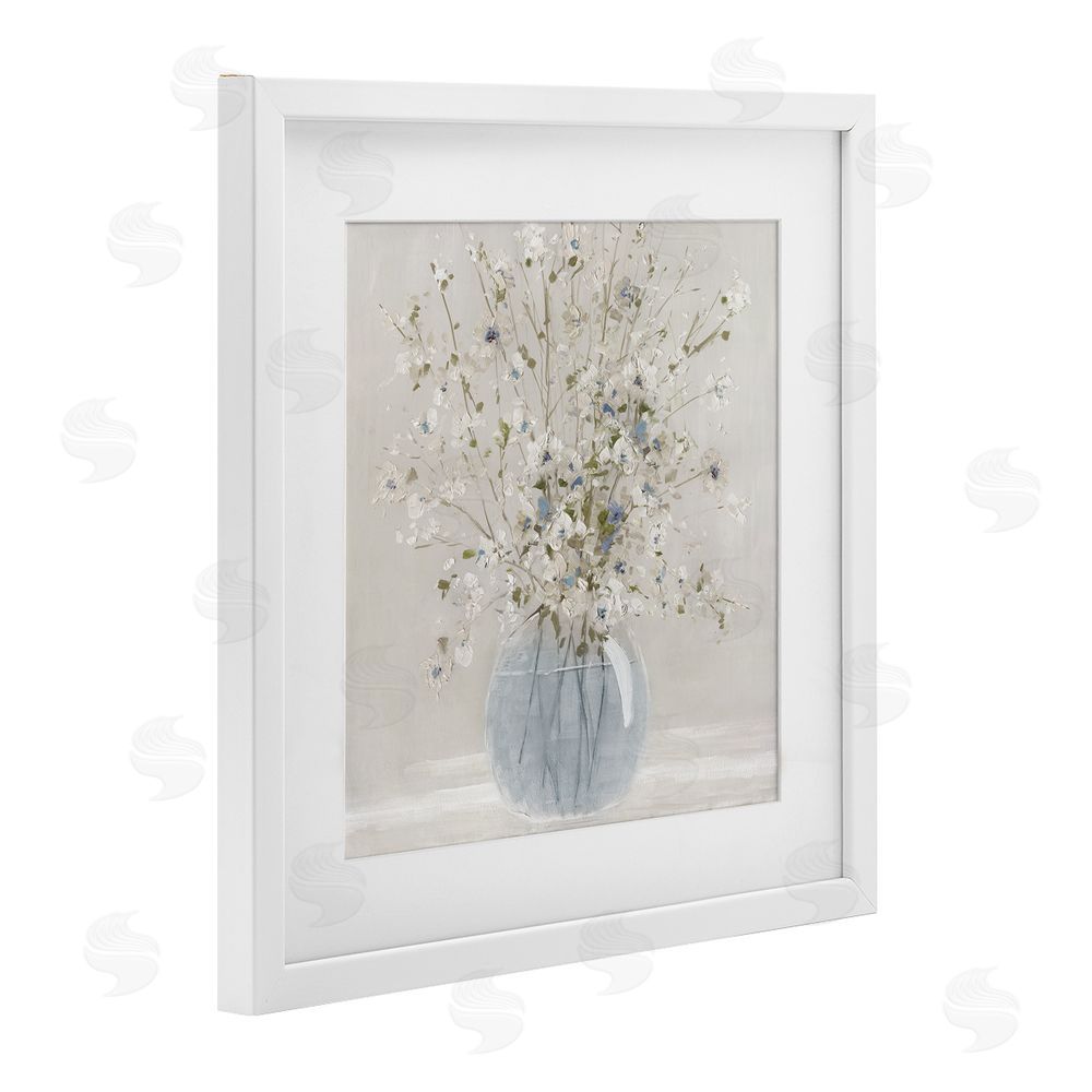 Carol Robinson Subtle Glass Vase Bouquet White Framed Print Under Glass Wall Art