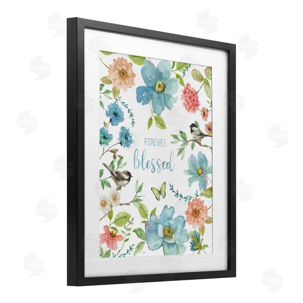 Nan Forever Blessed Pink & Blue Black Framed Print Under Glass Wall Art
