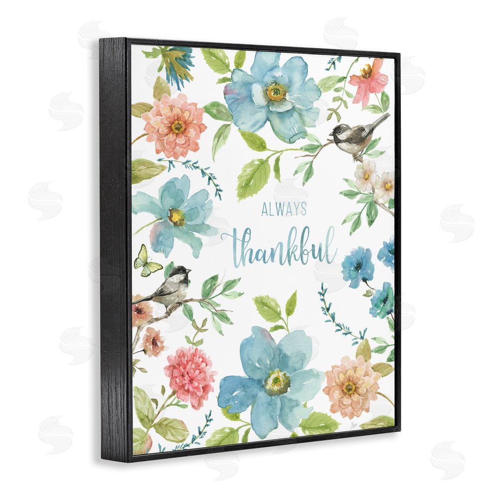 Nan Always Thankful Pink & Blue Black Framed Giclee Wall Art Print