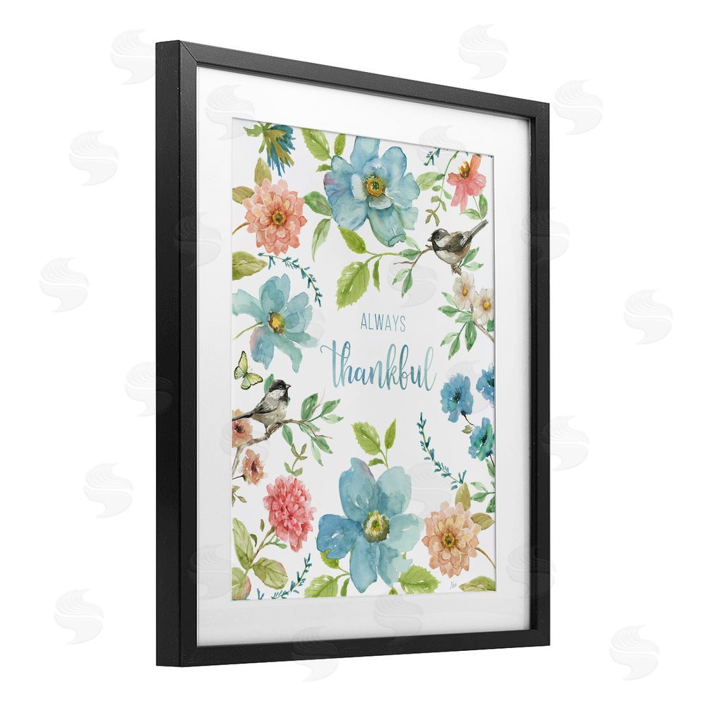 Nan Always Thankful Pink & Blue Black Framed Print Under Glass Wall Art