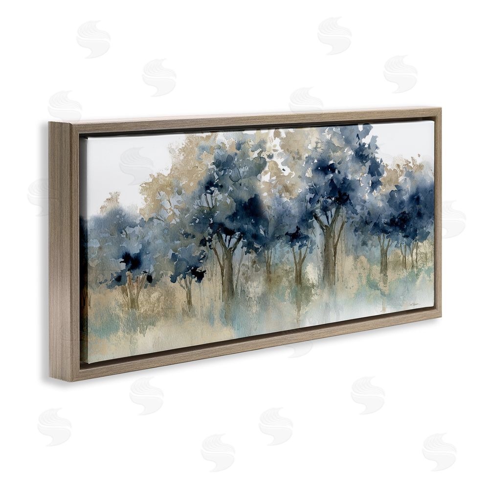 Carol Robinson Indigo Woodland Watercolor Study Brown Floating Frame Canvas Wall Art Print