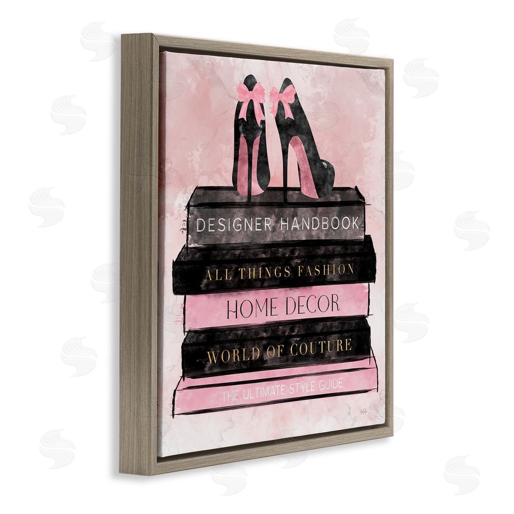 Natalie Carpentieri All Things Fashion Book Stack Brown Floating Frame Canvas Wall Art Print