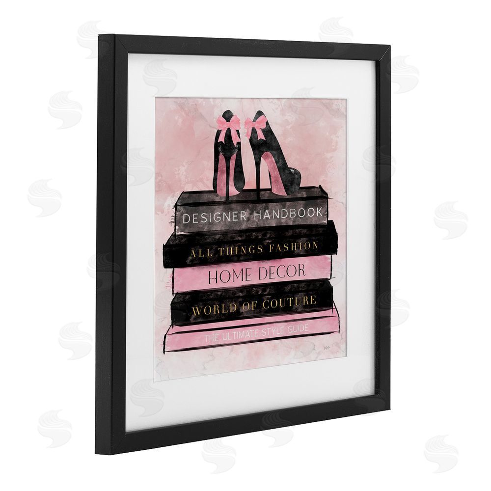Natalie Carpentieri All Things Fashion Book Stack Black Framed Print Under Glass Wall Art