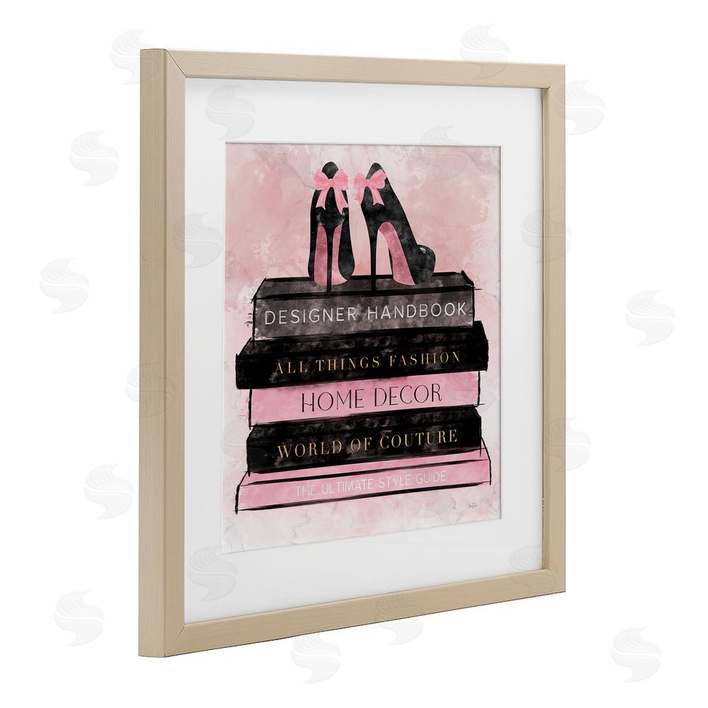Natalie Carpentieri All Things Fashion Book Stack Brown Framed Print Under Glass Wall Art