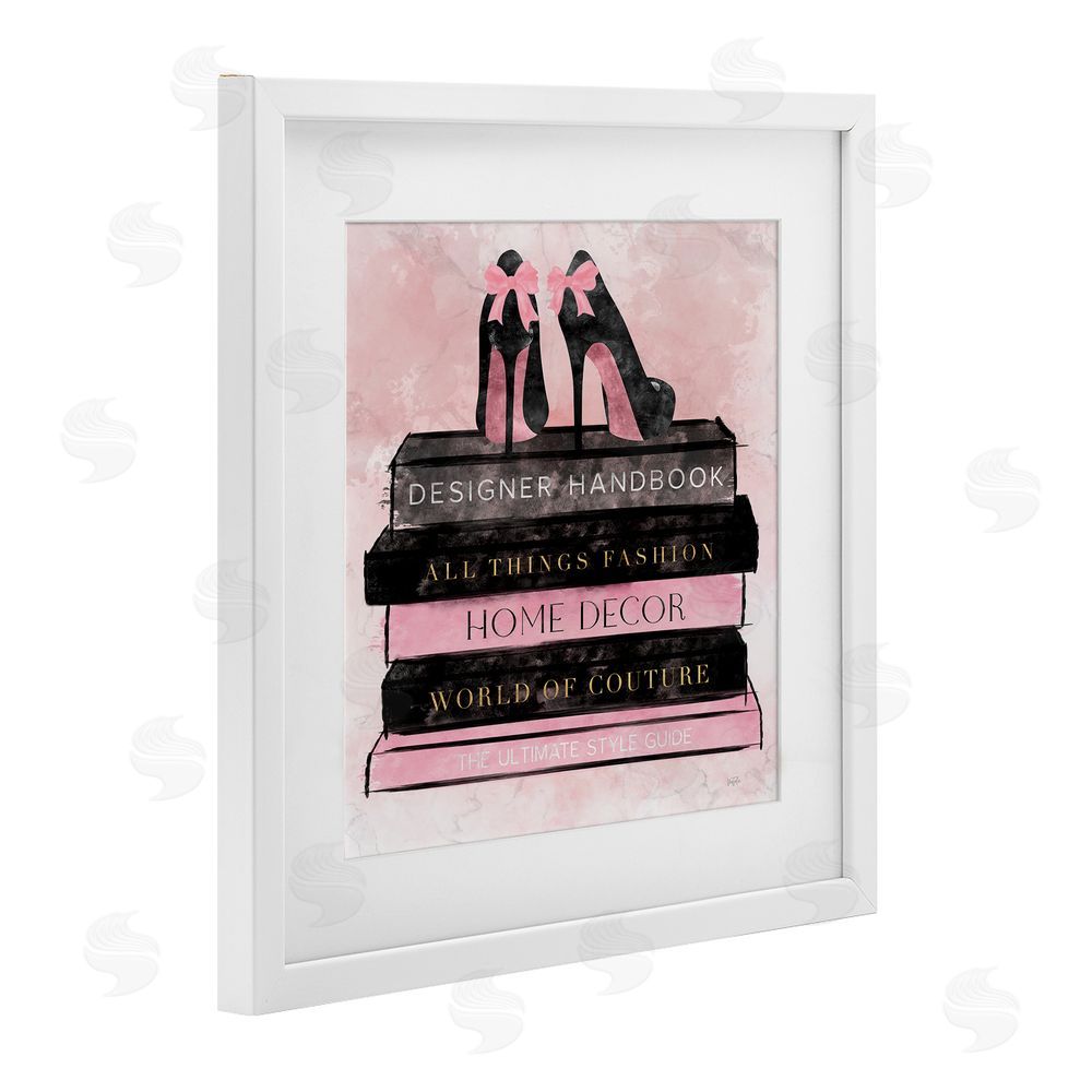 Natalie Carpentieri All Things Fashion Book Stack White Framed Print Under Glass Wall Art